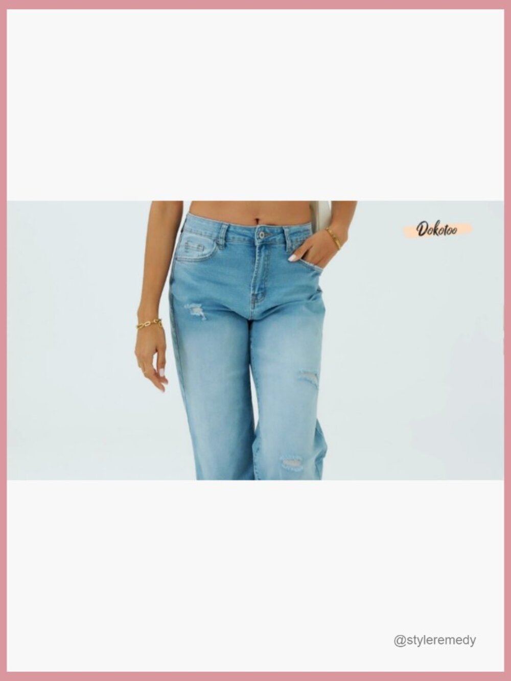 High Waist Wide Leg Jeans with Stretch Denim - Picture 5 of 5